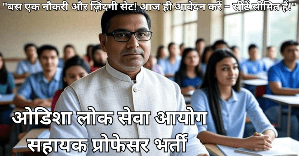 OPSC Assistant Professor Recruitment 2025 के लिए detailed vacancy notification और आवेदन प्रक्रिया दर्शाता प्रोफेसर इमेज - Odisha Public Service Commission teaching jobs update