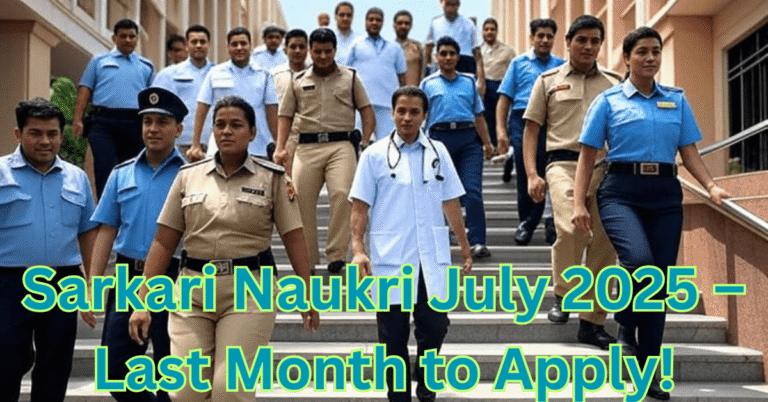 Sarkari Naukri July 2025 list last date reminder with countdown and govt job icons