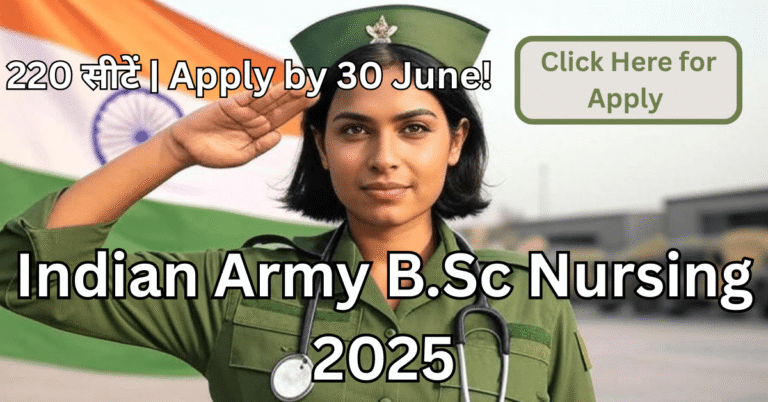 Indian Army B.Sc Nursing Course Online Form 2025 female nurse apply online banner