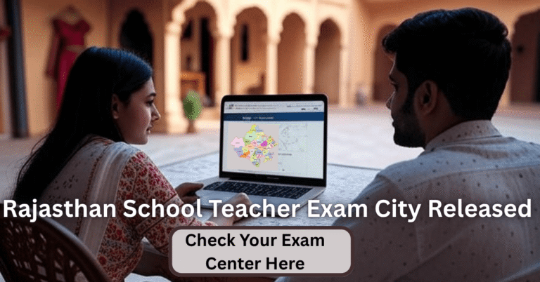 RPSC School Lecturer PGT Teacher Exam City Details 2025 online check करते छात्र