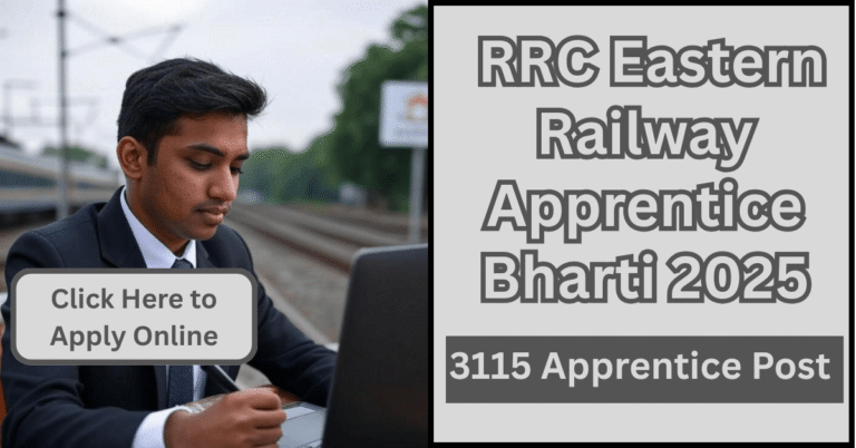 Indian student applying for RRC Eastern Railway Apprentice Online Form 2025 on laptop
