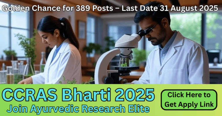 CCRAS Recruitment 2025 Ayurvedic Research Lab Scientists Working