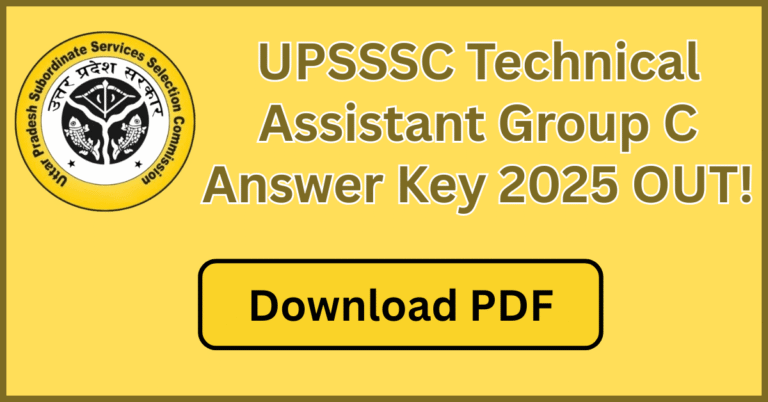 UPSSSC Technical Assistant Group C Answer Key 2025 OUT - Download PDF