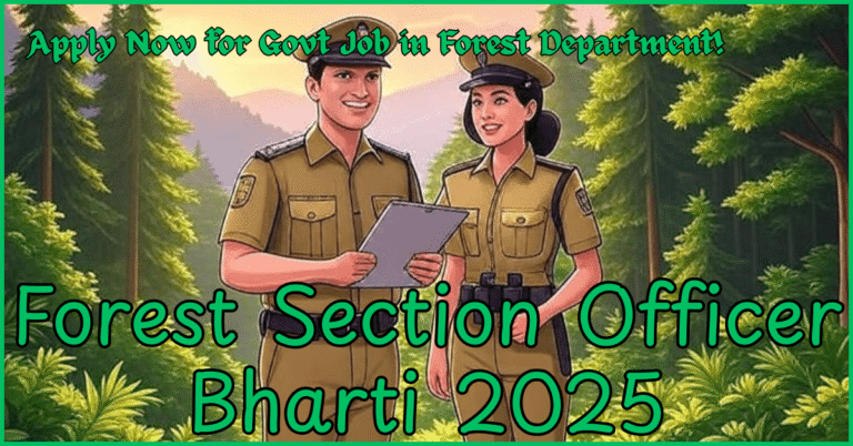 "Forest officers standing in greenery with APPSC Forest Section Officer Recruitment 2025 written in bold"