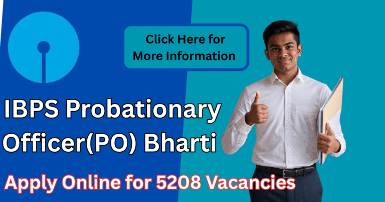 IBPS PO Notification 2025 poster with 5208 vacancies and apply online info