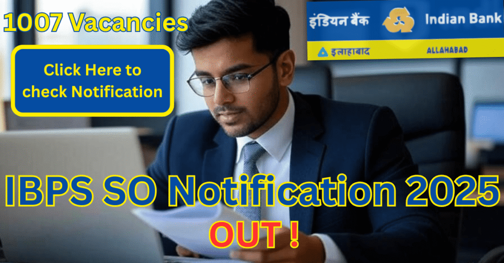 IBPS SO Notification 2025 SO Officer working in bank office desk