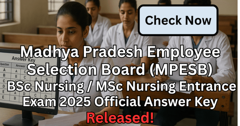MPESB BSc Nursing MSc Nursing Answer Key 2025 check karte hue students ka exam hall scene