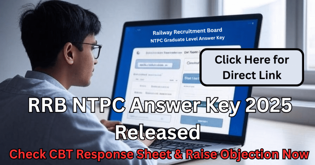 Candidate checking RRB NTPC Answer Key 2025 login screen for CBT response sheet