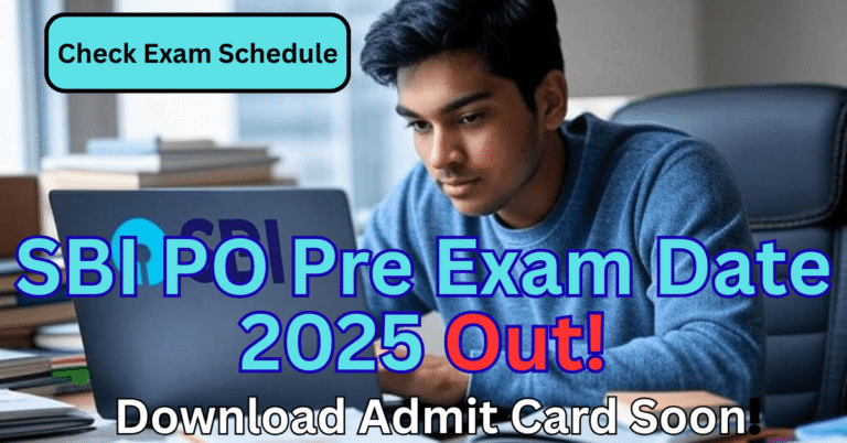 Young student checking SBI PO Pre Exam Date 2025 on laptop | Admit Card download info