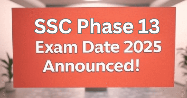 SSC Phase 13 Exam Date 2025 Announced Breaking News Banner with Alert Background