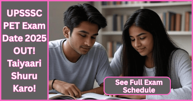 Two students preparing for UPSSSC PET 2025 exam with books — UPSSSC PET Exam Date 2025 announced