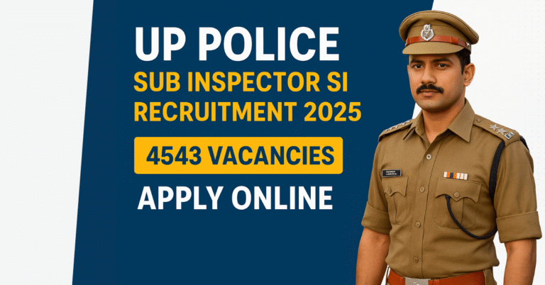 Alt Text: "UP Police Sub Inspector SI Recruitment 2025 with 4543 Vacancies - Apply Online Now