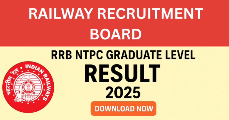Railway Recruitment Board RRB NTPC Graduate Level Result 2025 download page banner