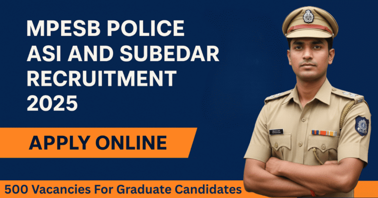 MPESB Police ASI And Subedar Bharti 2025 की आधिकारिक घोषणा। वर्दी में एक मध्य प्रदेश पुलिस अधिकारी। 500 Posts Recruitment Golden Chance