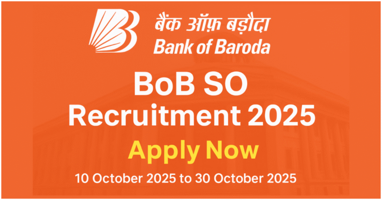 BoB SO Recruitment 2025 Apply Online - 50 Specialist Officer Vacancies