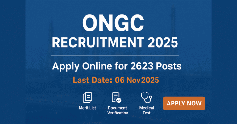 ONGC Apprentice Recruitment 2025: 2623 Posts Apply Online. Last Date 06 November 2025. Merit List, Document Verification, Medical Test process.