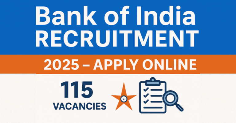 Bank of India Recruitment 2025 Apply Online 115 Vacancies notification banner for Clerk and Specialist Officer posts