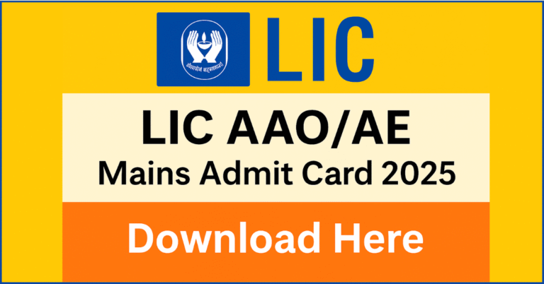 LIC AAO-AE Mains Admit Card 2025 Download Link Banner. Direct link to download the LIC Assistant Administrative Officer and Assistant Engineer Hall Ticket for the November 8th Main Exam.