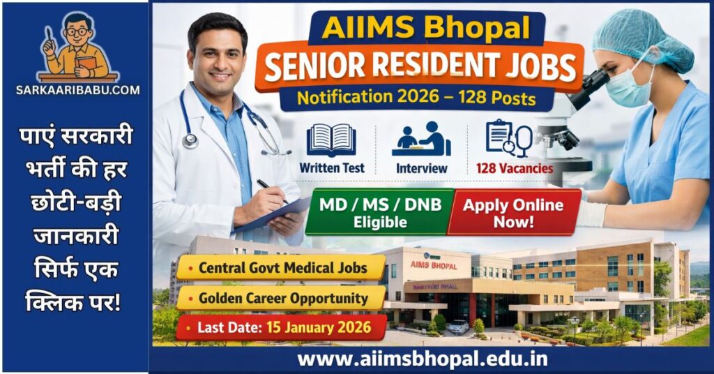 AIIMS Bhopal Senior Resident Recruitment 2026 Notification - 128 Vacancies for MD MS DNB