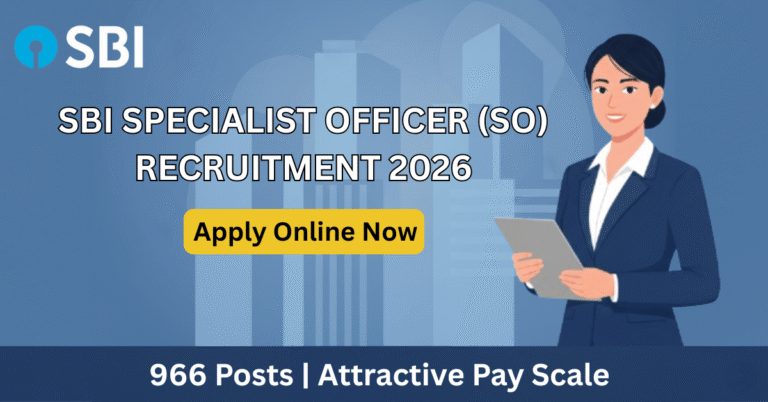 SBI Bank SO Recruitment 2026: 996 Specialist Officer पदों के लिए ऑनलाइन आवेदन करें, अंतिम तिथि 23 दिसंबर 2025।