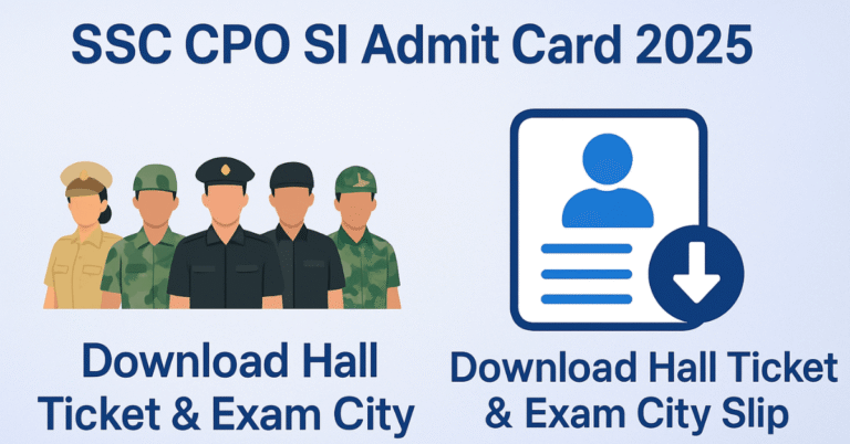 SSC CPO SI Admit Card 2025 Download Hall Ticket and Exam City Intimation Slip