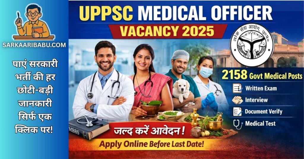 UPPSC Medical Officer Recruitment 2025 Notification for 2158 Posts Apply Online Link
