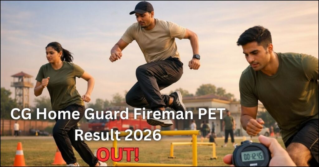 "CG Home Guard Fireman PET Result 2026 selection list and physical test update for 295 posts."