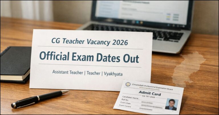 CG Teacher Vacancy 2026 Official Exam Dates Notification for Assistant Teacher, Teacher, and Vyakhayata by CG Vyapam.
