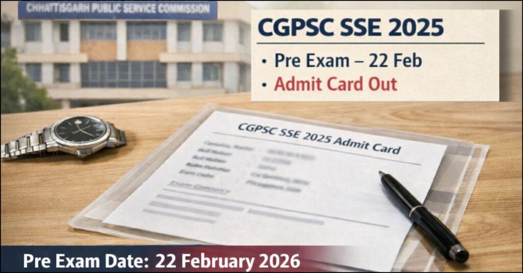 CGPSC SSE Pre Admit Card 2025 and Exam Date 22 February 2026 Official Notification Update