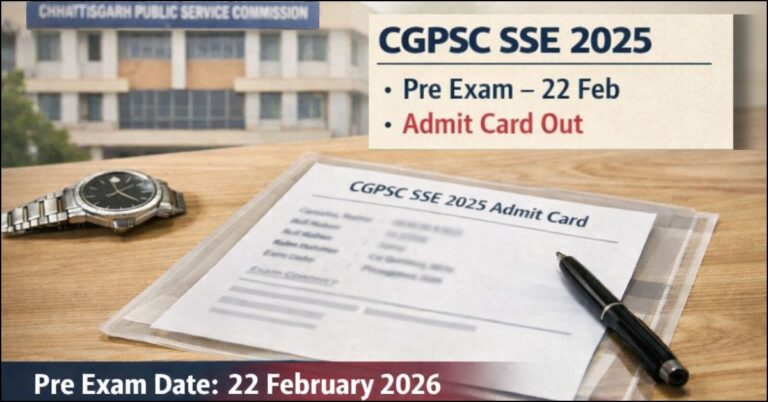 CGPSC SSE Pre Admit Card 2025 and Exam Date 22 February 2026 Official Notification Update