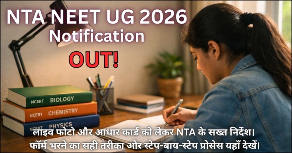 NTA NEET UG 2026 Notification Out, Medical Student Preparing with NCERT Books and Application Guidelines