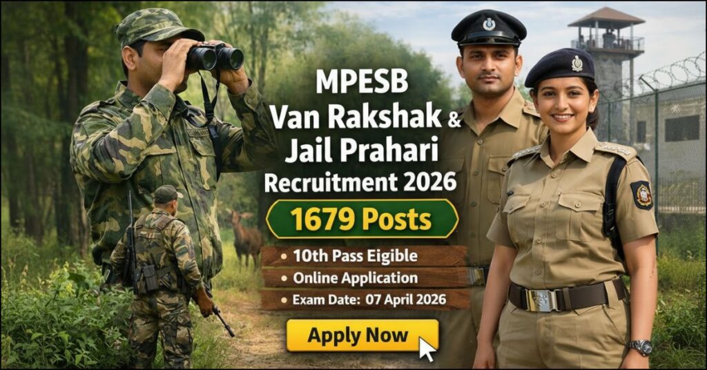 MPESB MP Van Rakshak and Jail Prahari Recruitment 2026 notification for 1679 posts.